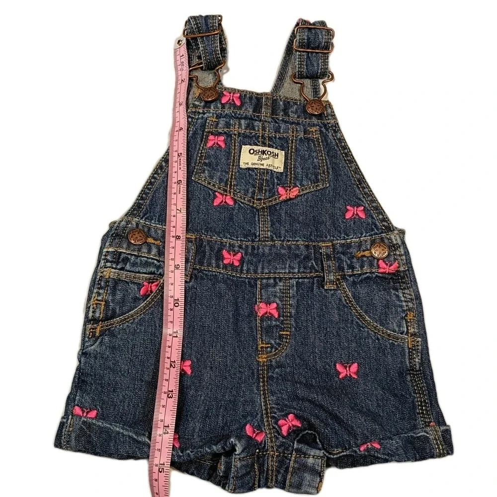 Osh Kosh B'gosh Girls Shortalls Overalls Denim Butterfly Vestbak 12 months Bibs